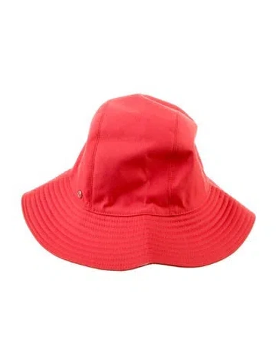 Pre-owned Hermes Clou De Selle Bucket Hat In Red