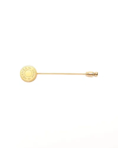 Pre-owned Hermes Hermès Clou De Selle Pin Brooch In Gold