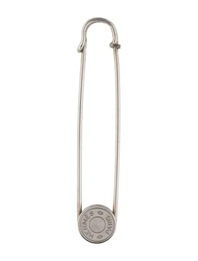 Pre-owned Hermes Clou De Selle Safety Pin Brooch In Multicolor