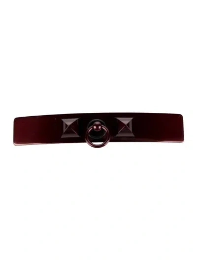 Pre-owned Hermes Clou Medor Hair Clip In Burgundy