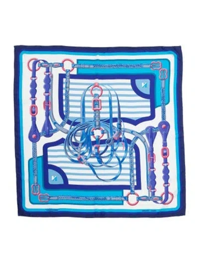 Pre-owned Hermes Coaching Silk Shawl In Multi