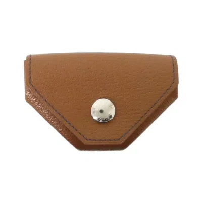 Pre-owned Hermes Cognac Chevre Leather Coin Purse/coin Case () In Brown