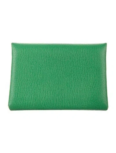 Pre-owned Hermes Coin Pouch In Green