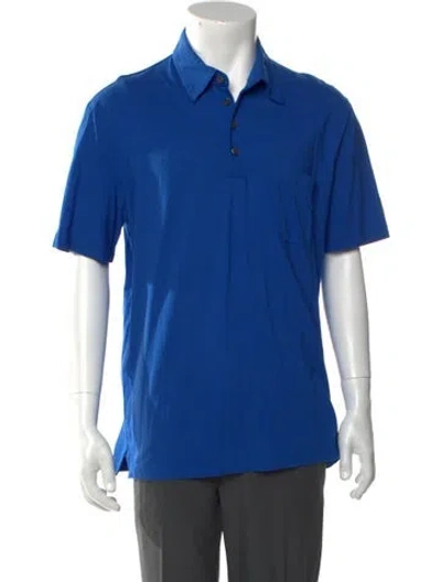 Pre-owned Hermes Collar Short Sleeve Polo Shirt In Blue