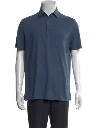 Pre-owned Hermes Collar Short Sleeve Polo Shirt In Blue