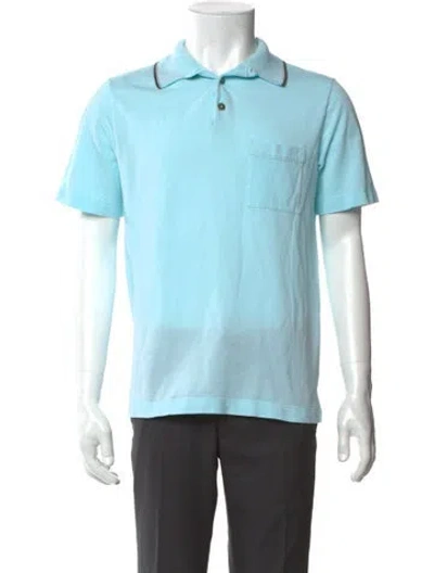 Pre-owned Hermes Collar Short Sleeve Polo Shirt In Blue