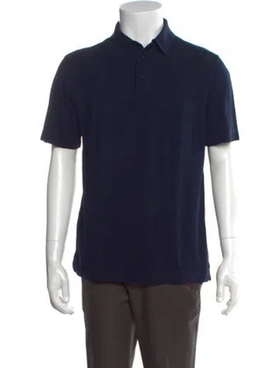 Pre-owned Hermes Collar Short Sleeve Polo Shirt In Blue