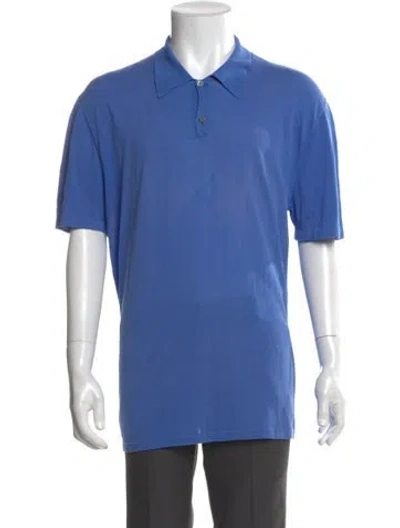 Pre-owned Hermes Collar Short Sleeve Polo Shirt In Blue