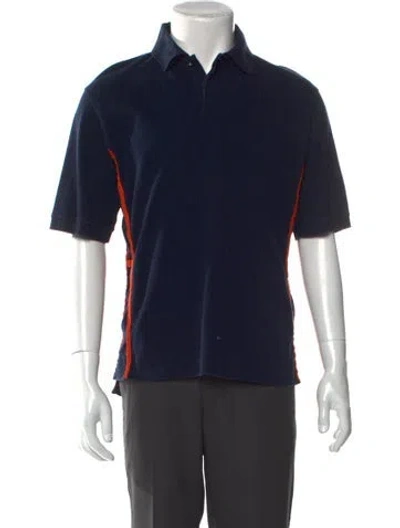 Pre-owned Hermes Collar Short Sleeve Polo Shirt In Blue