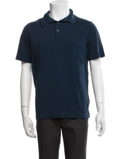 Pre-owned Hermes Collar Short Sleeve Polo Shirt In Blue