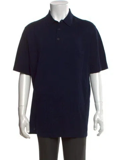 Pre-owned Hermes Collar Short Sleeve Polo Shirt In Blue