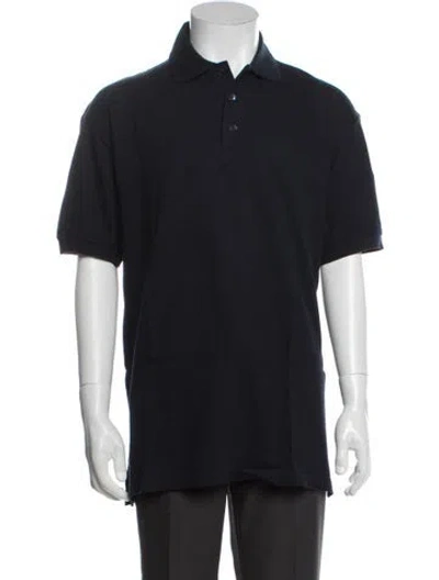 Pre-owned Hermes Collar Short Sleeve Polo Shirt In Blue