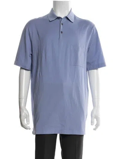 Pre-owned Hermes Collar Short Sleeve Polo Shirt In Blue