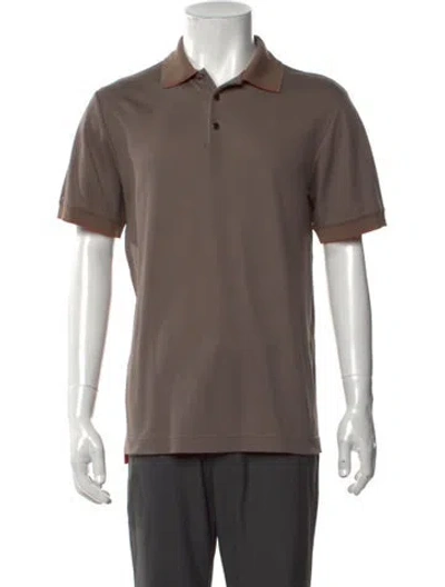 Pre-owned Hermes Collar Short Sleeve Polo Shirt In Brown