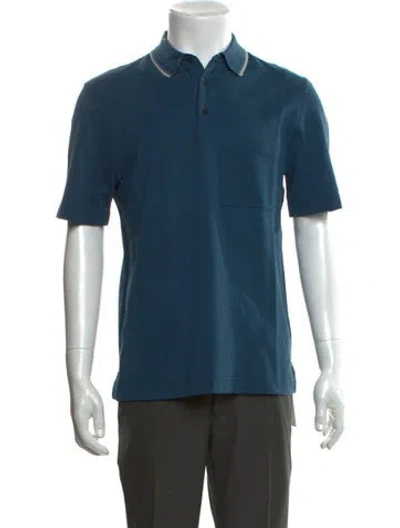 Pre-owned Hermes Collar Short Sleeve Polo Shirt In Green