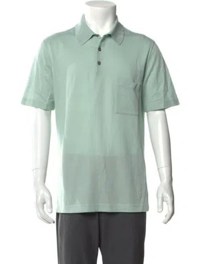 Pre-owned Hermes Collar Short Sleeve Polo Shirt In Green