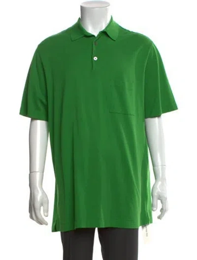Pre-owned Hermes Collar Short Sleeve Polo Shirt In Green