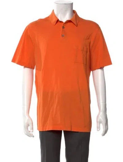 Pre-owned Hermes Collar Short Sleeve Polo Shirt In Orange