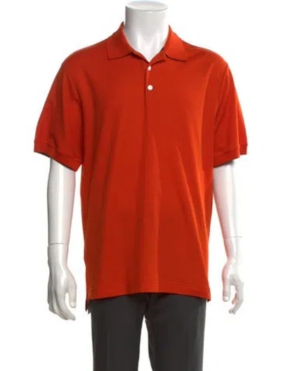 Pre-owned Hermes Collar Short Sleeve Polo Shirt In Orange