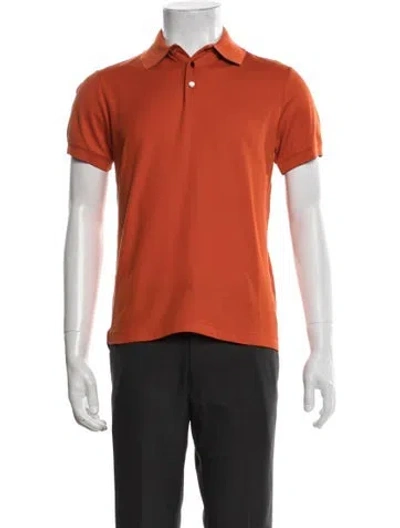 Pre-owned Hermes Collar Short Sleeve Polo Shirt In Orange