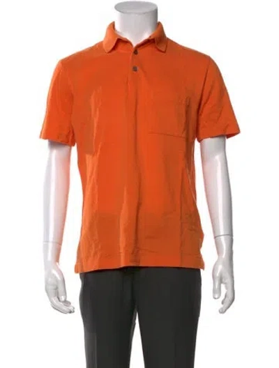 Pre-owned Hermes Collar Short Sleeve Polo Shirt In Orange
