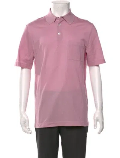 Pre-owned Hermes Collar Short Sleeve Polo Shirt In Pink
