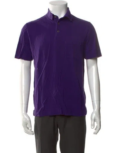 Pre-owned Hermes Collar Short Sleeve Polo Shirt In Purple