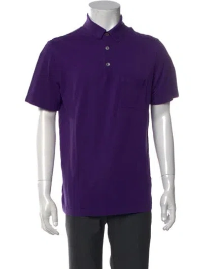 Pre-owned Hermes Collar Short Sleeve Polo Shirt In Purple