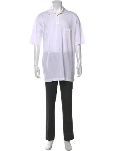 Pre-owned Hermes Collar Short Sleeve Polo Shirt In White