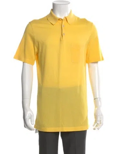Pre-owned Hermes Collar Short Sleeve Polo Shirt In Yellow