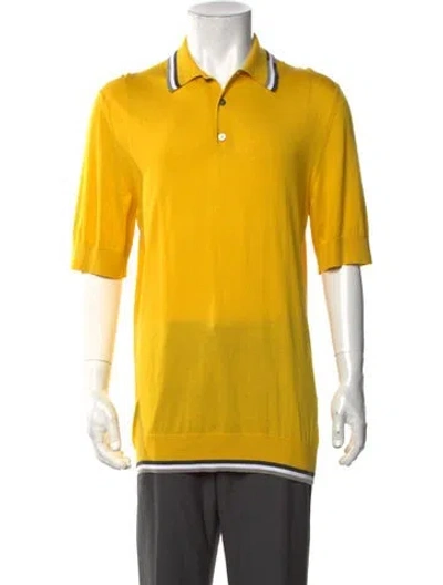 Pre-owned Hermes Collar Short Sleeve Polo Shirt In Yellow