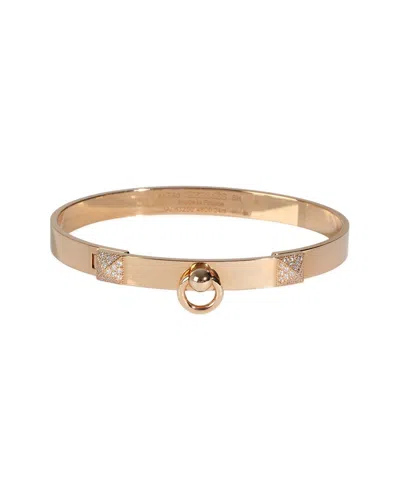 Pre-owned Hermes Hermès Collier De Chien 18k Rose Gold 0.48 Ct. Tw. Diamond Bracelet (authentic Pre-loved)
