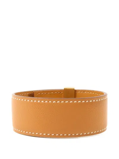 Pre-owned Hermes Collier De Chien 24 Leather Bracelet In Brown