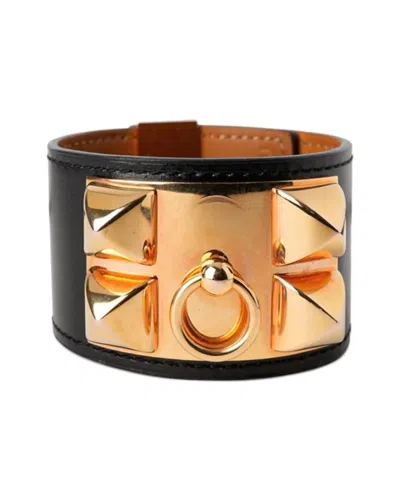 Pre-owned Hermes Hermès Collier De Chien Box Calf Bracelet Black