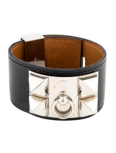 Pre-owned Hermes Collier De Chien Bracelet, 6.25" In Black
