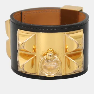 Pre-owned Hermes Collier De Chien Bracelet In Black