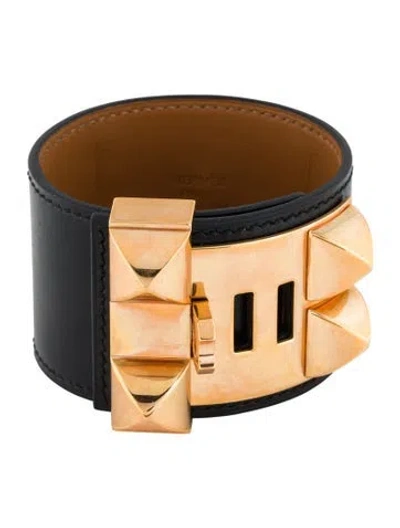 Pre-owned Hermes Collier De Chien Bracelet In Black