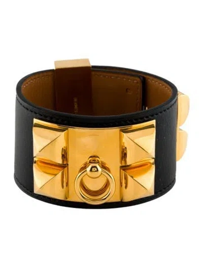 Pre-owned Hermes Collier De Chien Bracelet In Black