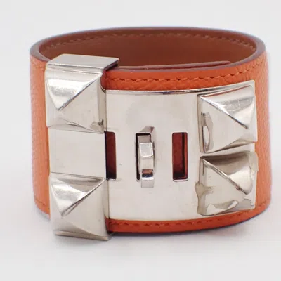 Pre-owned Hermes Collier De Chien Bracelet Leather Orange Leather Bracelet Jewelry ()