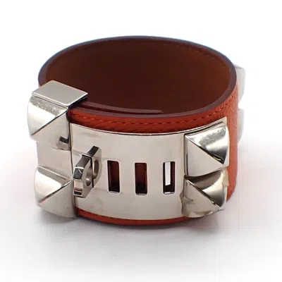 Pre-owned Hermes Collier De Chien Bracelet Leather Orange Leather Bracelet Jewelry ()