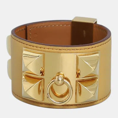 Pre-owned Hermes Collier De Chien Bracelet S In Gold