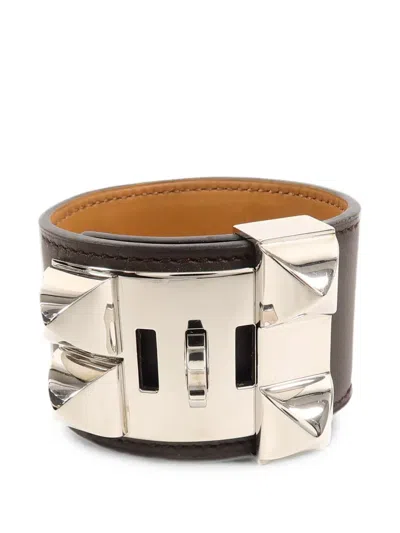 Pre-owned Hermes Collier De Chien Bracelet In Silver