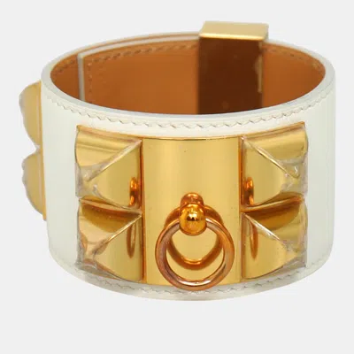 Pre-owned Hermes Collier De Chien Bracelet In White