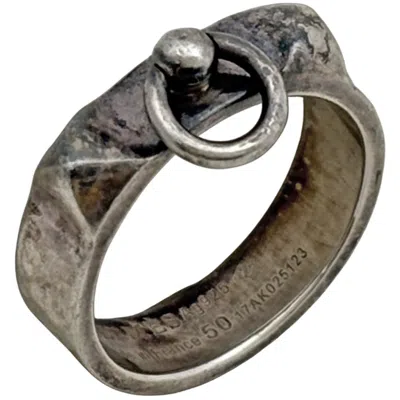 Pre-owned Hermes Collier De Chien Cyan Silver 925 Band Ring () In Blue