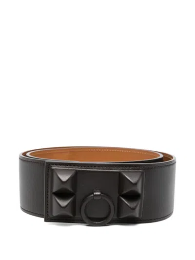 Pre-owned Hermes Collier De Chien Medor Belt In Brown