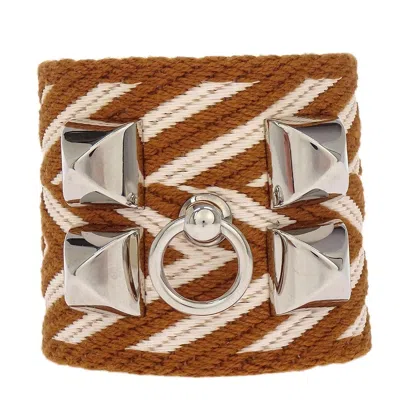 Pre-owned Hermes Collier De Chien Medor Bracelet Leather Brown Leather Bracelet Jewelry ()