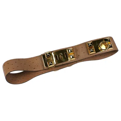 Pre-owned Hermes Collier De Chien Ostrich Belt In Brown