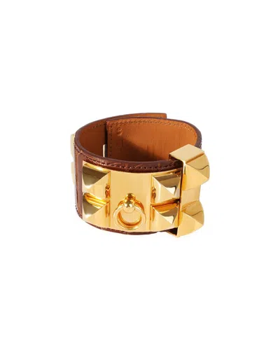 Pre-owned Hermes Hermès Collier De Chien Plated Bracelet (authentic Pre-loved)