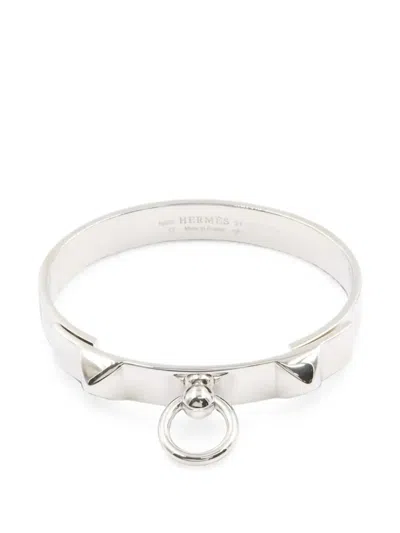 Pre-owned Hermes Collier De Chien Pm Bracelet In Silver