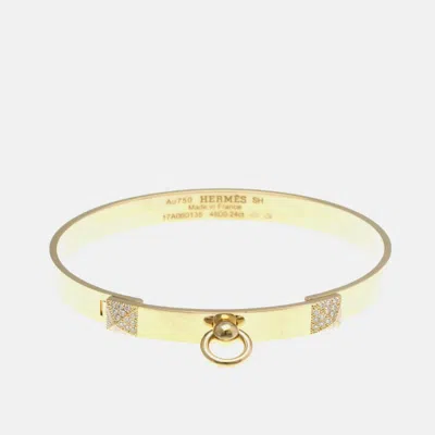 Pre-owned Hermes Collier De Chien Pm Pink Gold 18k Diamond Bangle Carat/0.24 Pink Gold